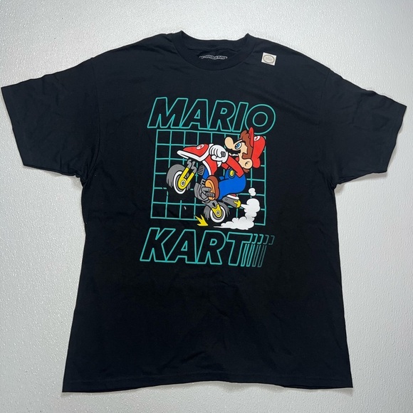 Mario Kart Motorcycle Grid T-Shirt Black Size XL NWT - Picture 2 of 8